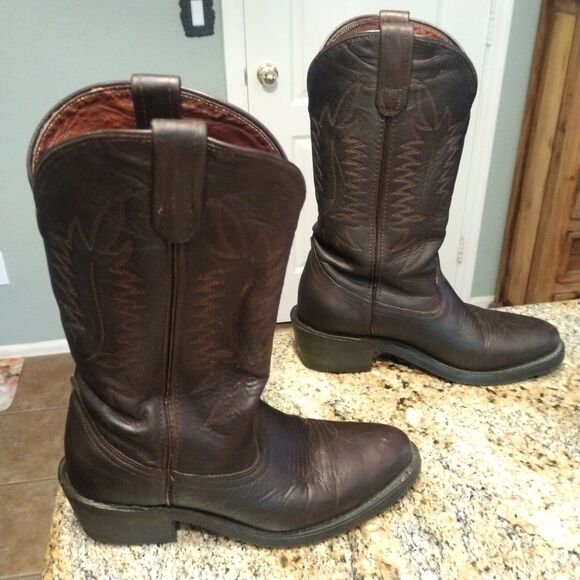 DD TUFF Cowboy Work Mens Boots Size 9 D Brown USA Vintage Western EUC main image 10